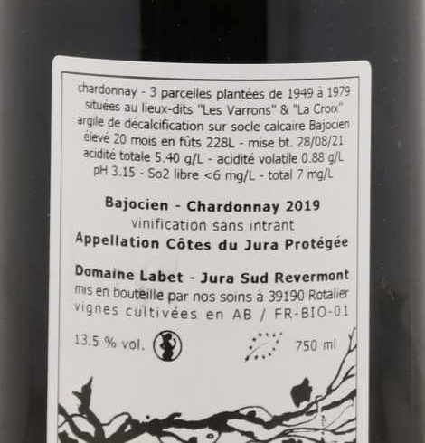 Chardonnay Bajocien, Labet, Côtes du Jura - Lekker Sapje - Wijn voor mensen met humor