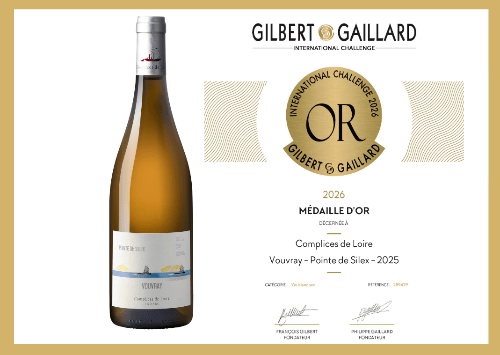 Gouden medaille voor de witte wijn van chenin blanc Pointe de Silex van Complices de Loire, Frankrijk